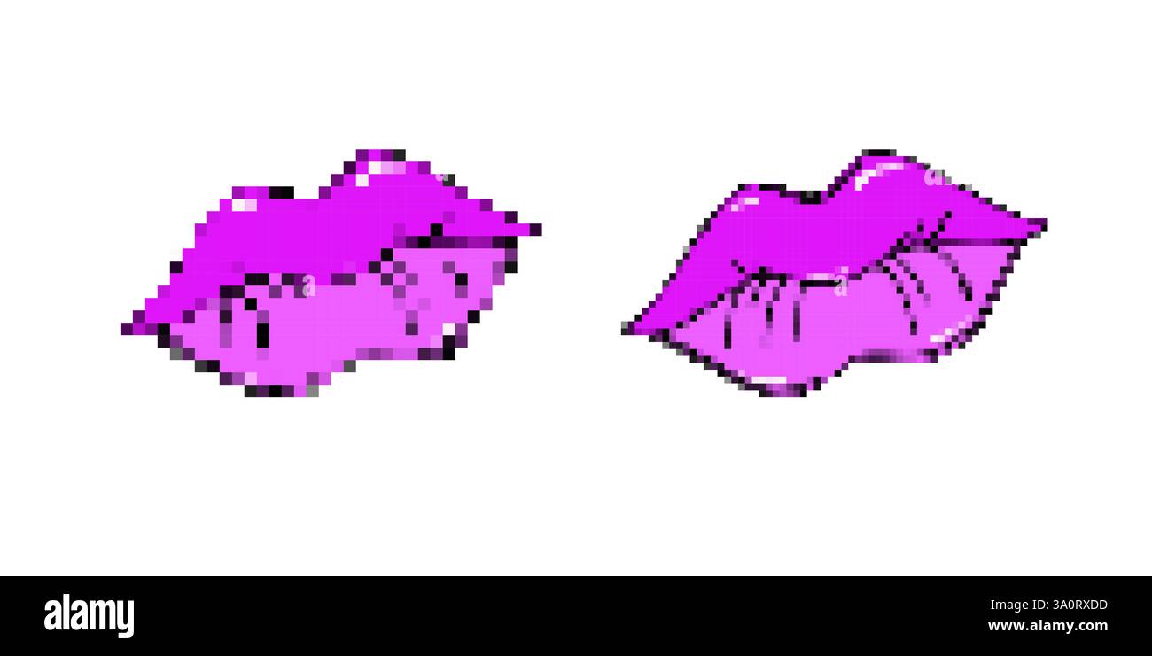 Bright pixel art lips with bold colors and cartoon style Stock Vector ...