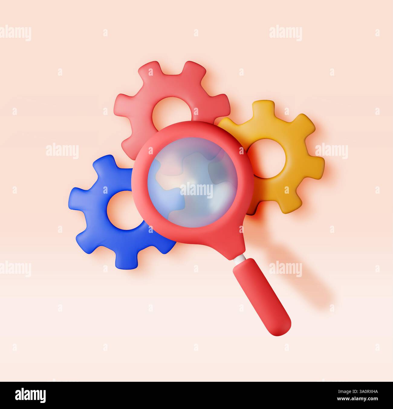 3D cog gears with magnifying glass isolated Stock Vector Image & Art ...
