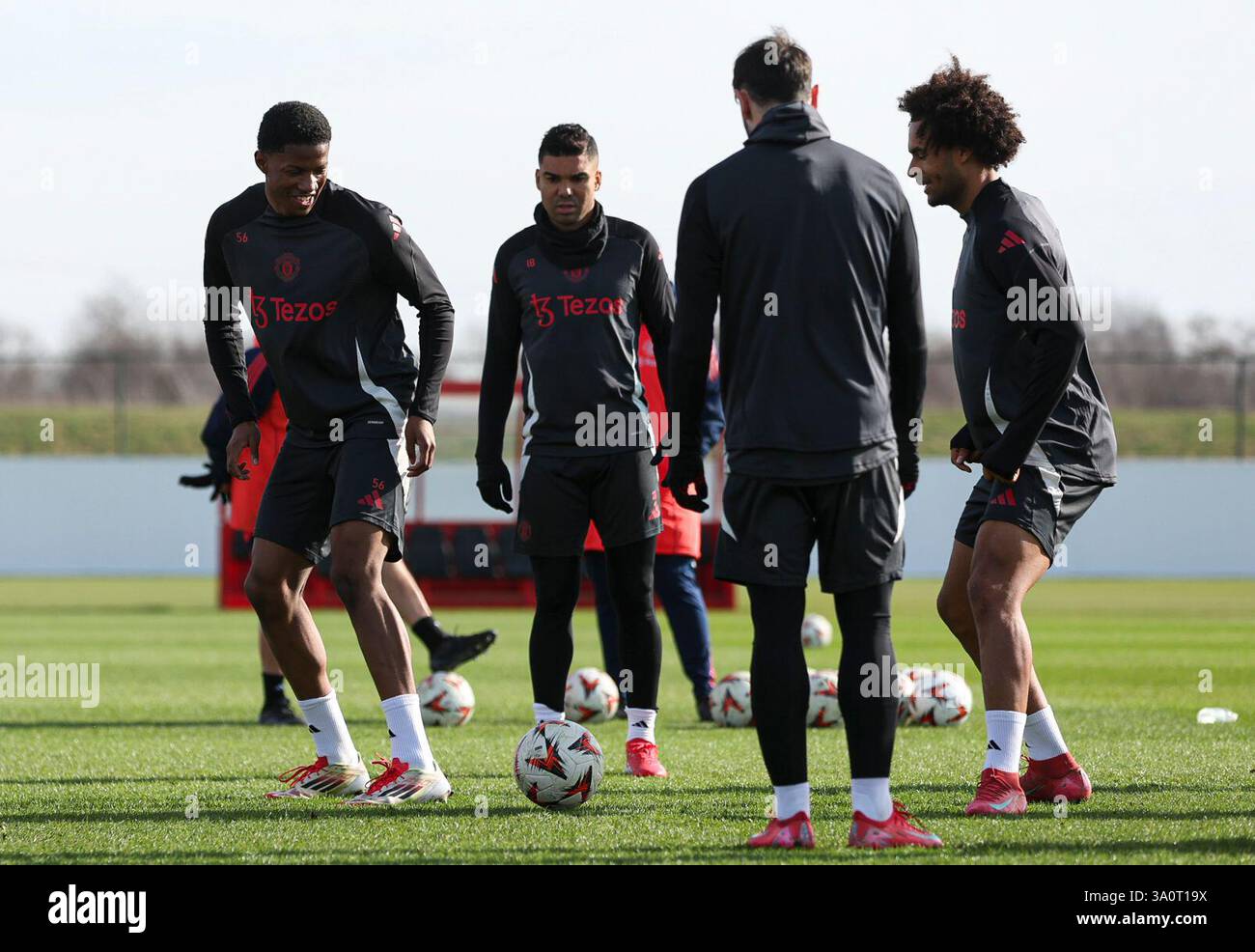 Manchester, UK. 05th Mar, 2025. Chido Obi-Martin of Manchester United during the Manchester United FC Training session ahead of the UEFA Europa League match vs Real Sociedad at Carrington Training Centre, Manchester, England, United Kingdom on 5 March 2025 Credit: Jake Kirkman/Every Second Media Credit: Every Second Media/Alamy Live News Stock Photo