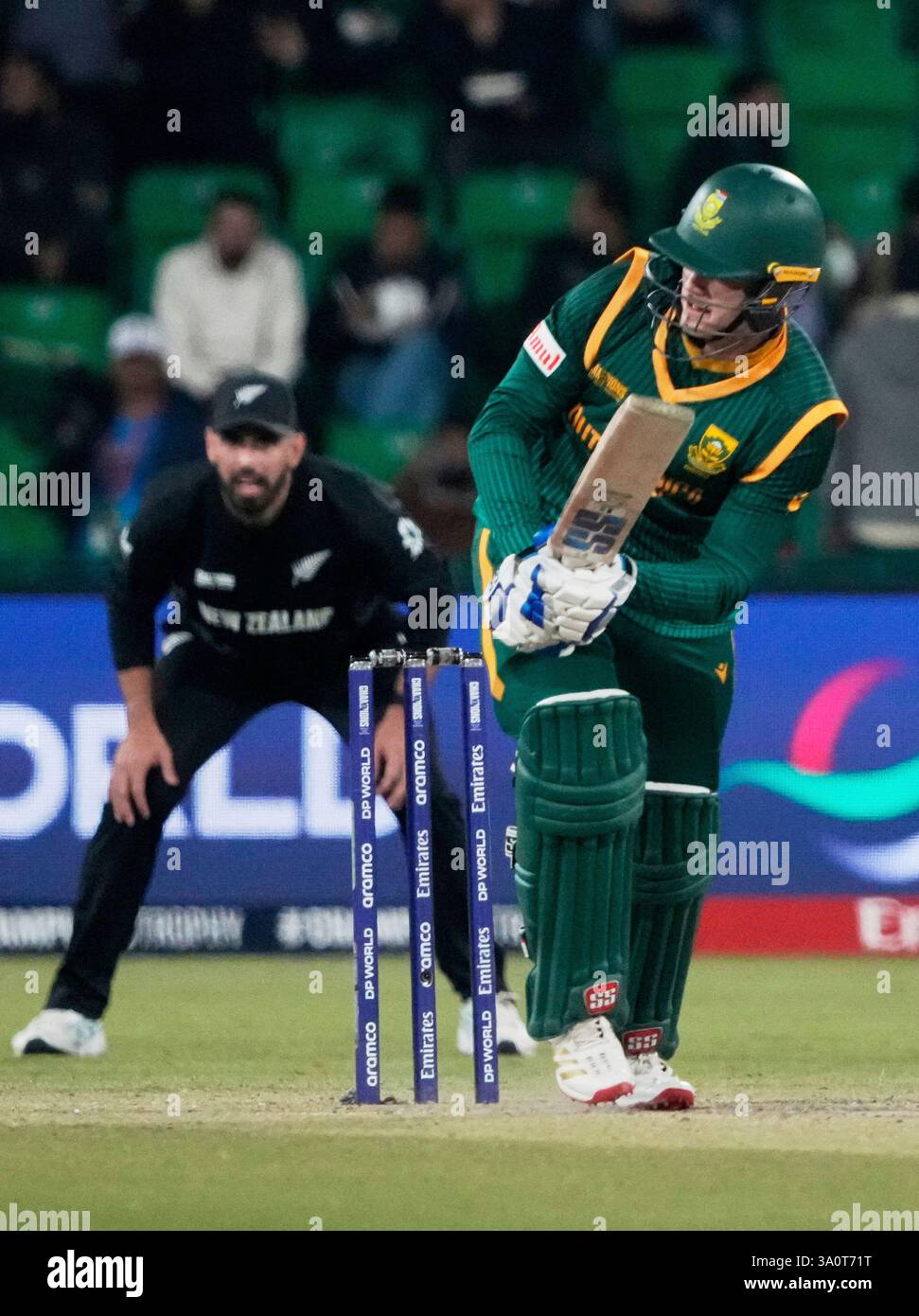 South Africa's Ryan Rickelton bats during the ICC Champions Trophy ...