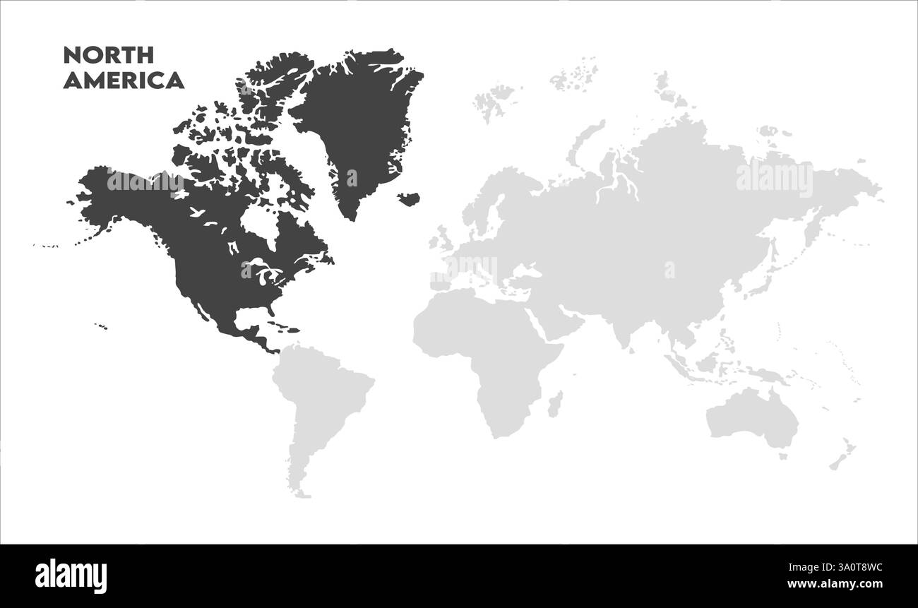 Map Of North America Highlighted On The World Map North America On
