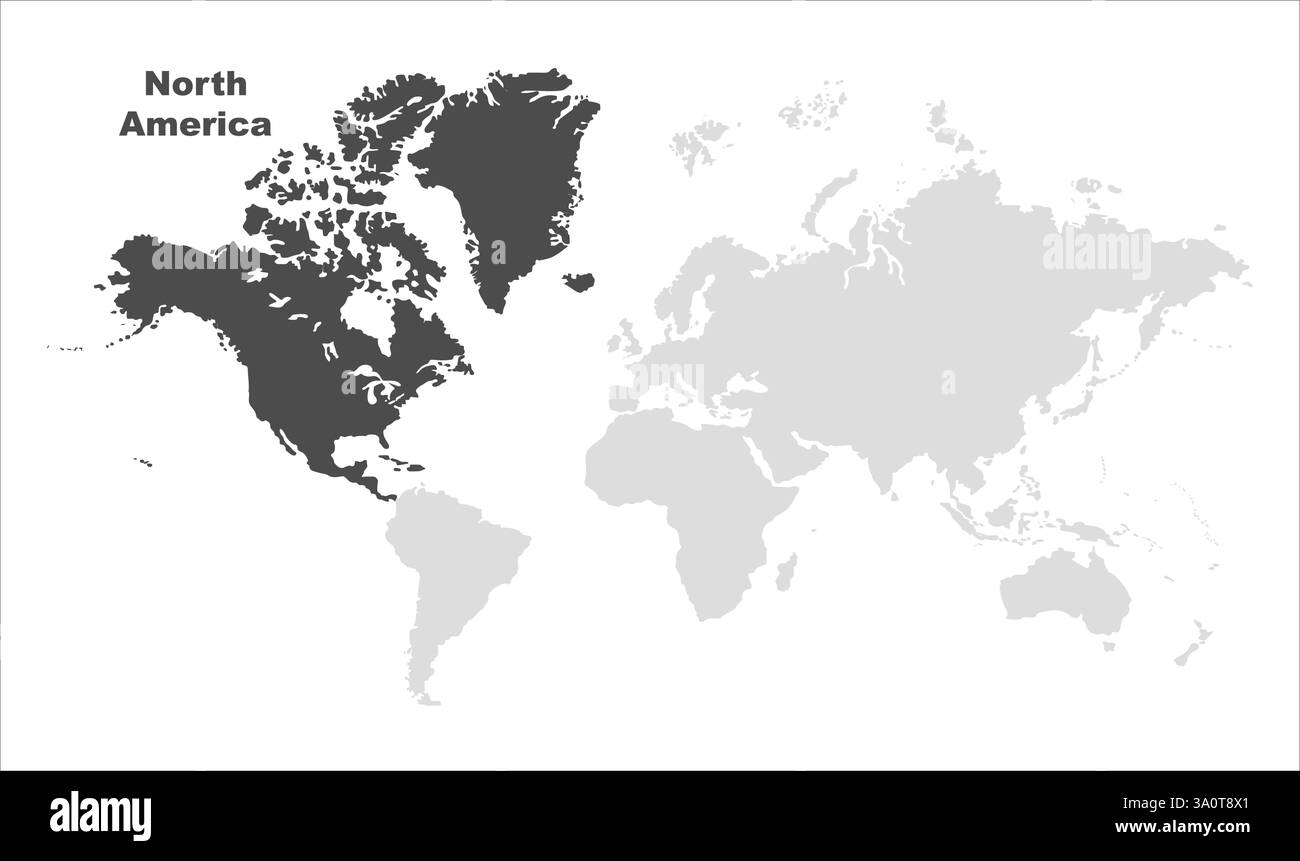 Map of North America, highlighted on the world map, North America on ...
