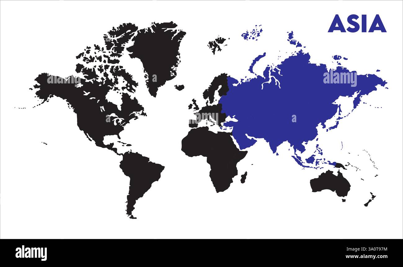 Asia World View Map of Asia, highlighted on the world map, Asia on the world map ...
