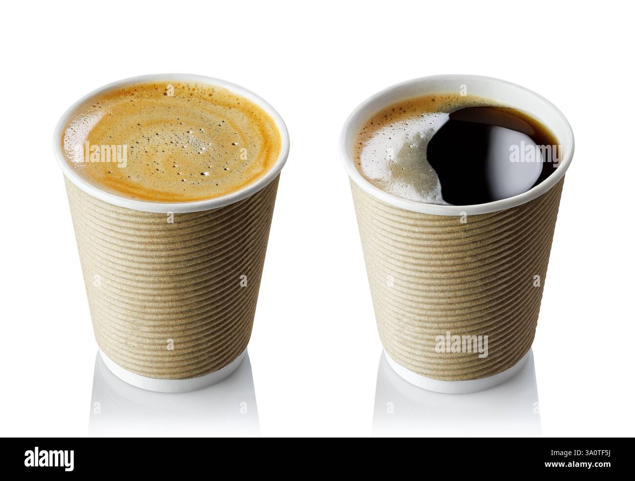 set of coffee in disposable paper cup isolated on white Stock Photo - Alamy