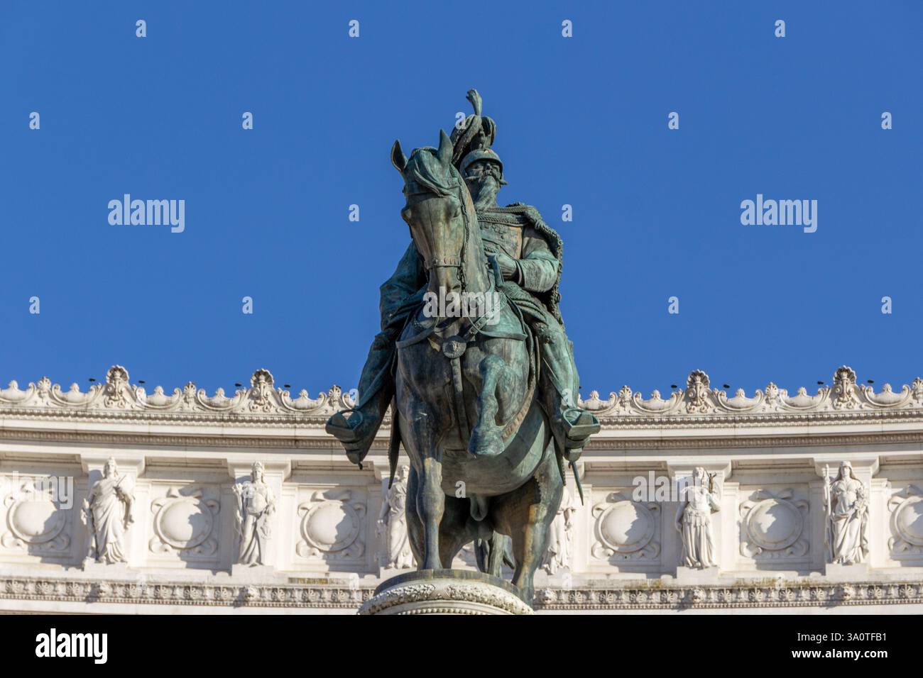Rome, Italy - June 29th 2019: Equestrian statue of Victor Emmanuel II ...