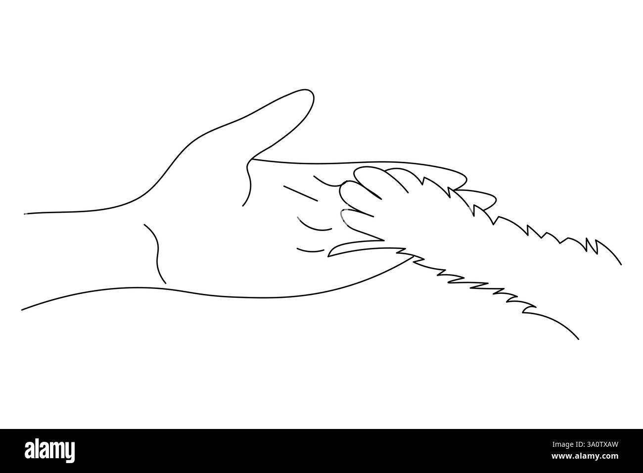 Dog paw continuous one line art and isolated outline vector ...