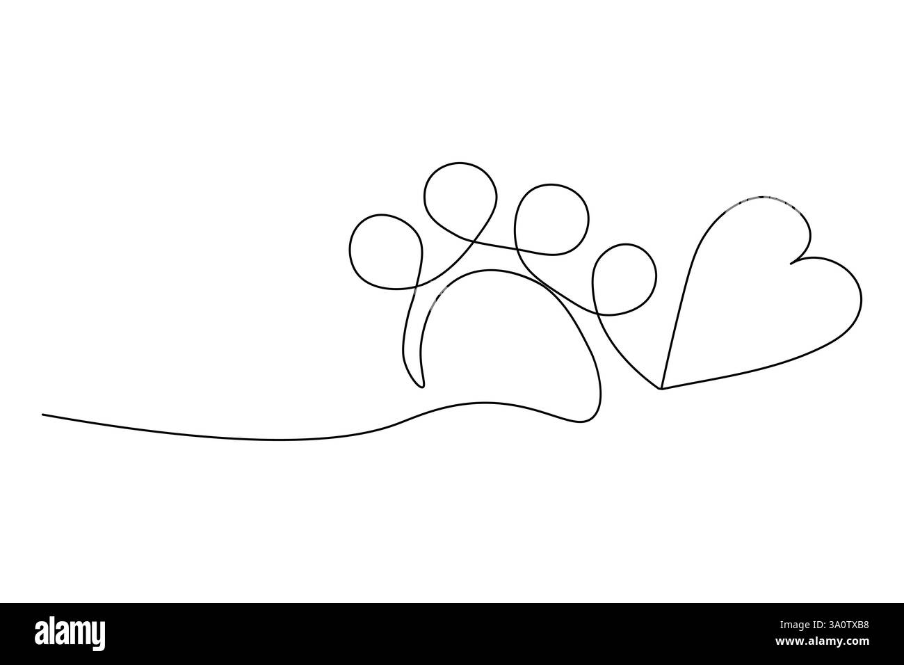 Dog paw continuous one line art and isolated outline vector ...