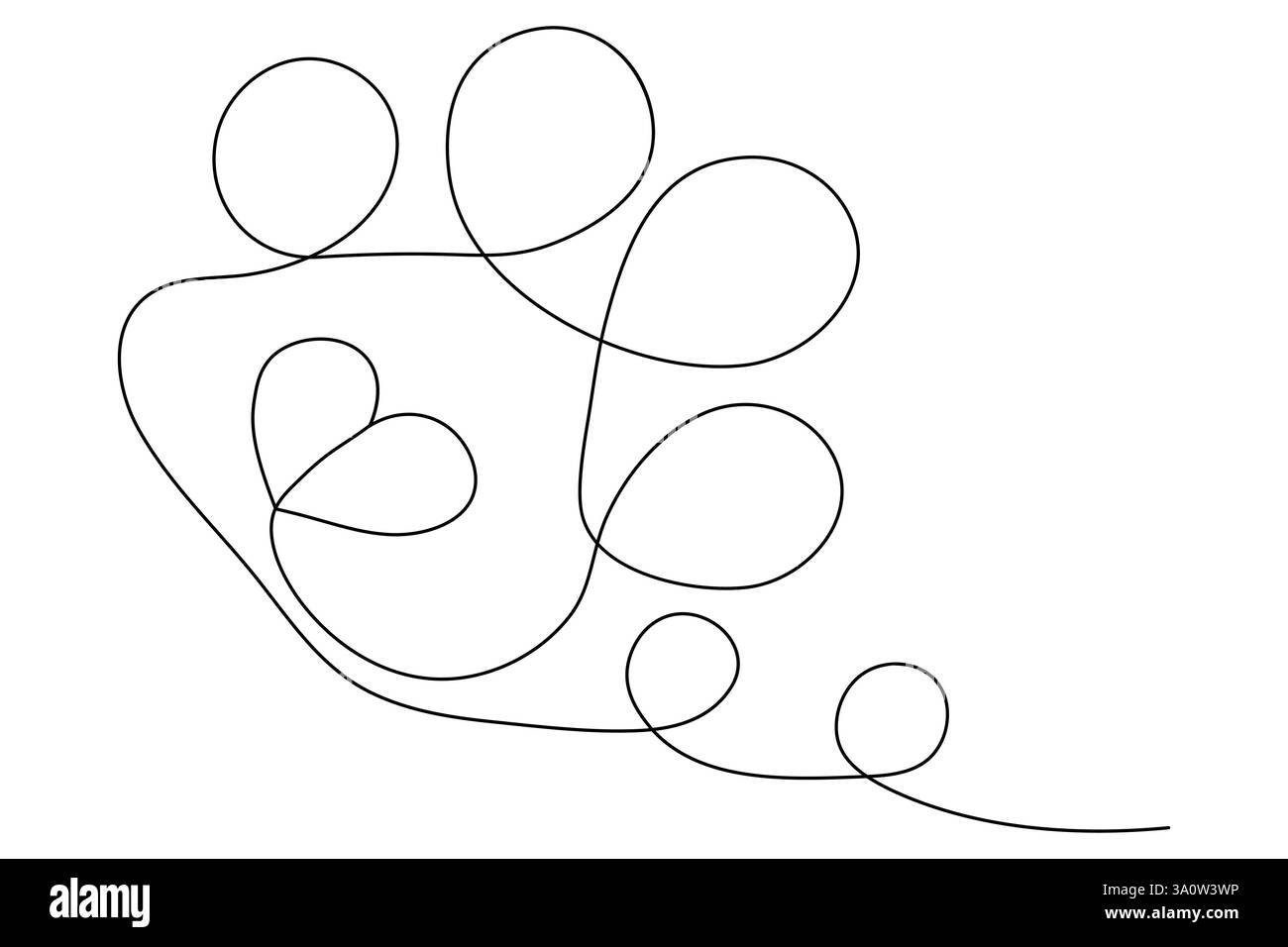 Dog paw continuous one line art and isolated outline vector ...