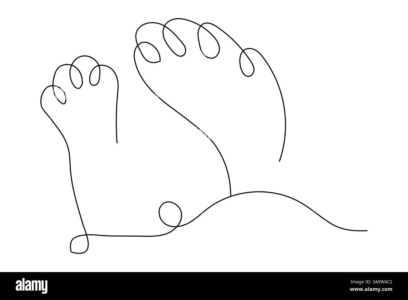 Dog paw continuous one line art and isolated outline vector ...
