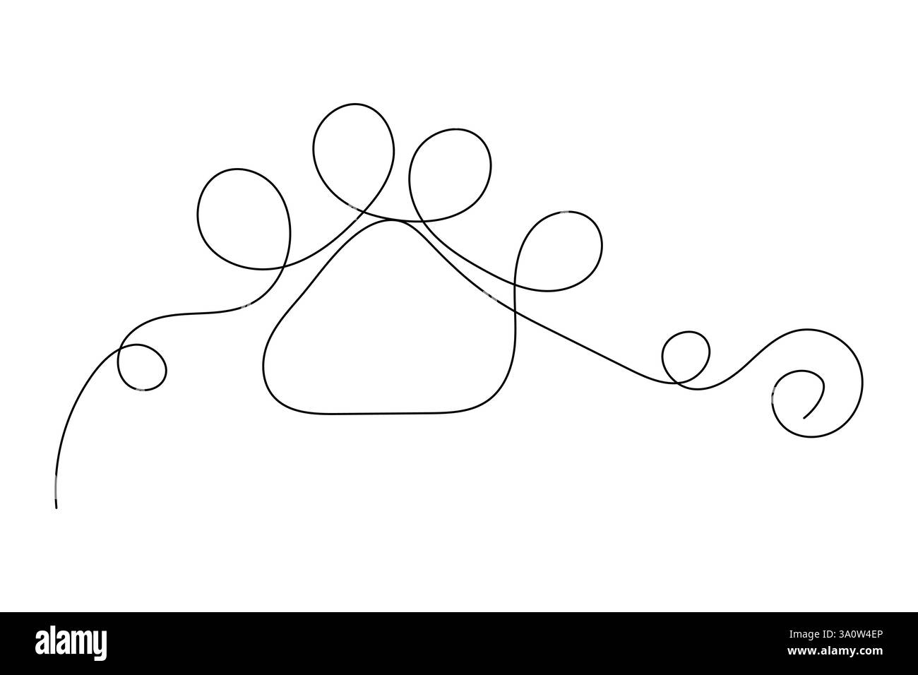 Dog paw continuous one line art and isolated outline vector ...