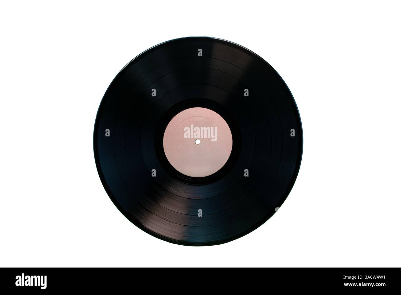 Black vinyl record with a blank white label isolated on a white ...