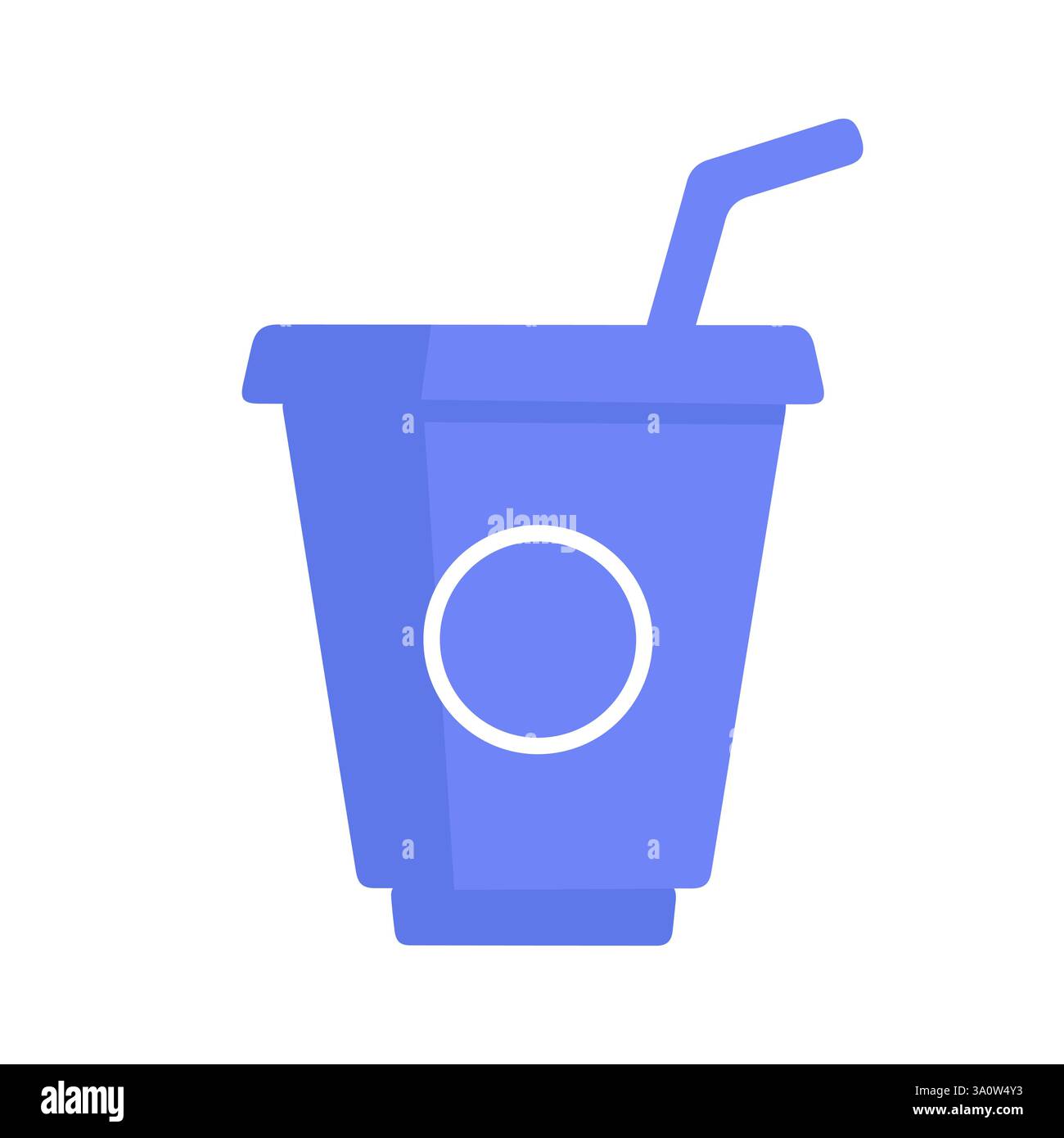 Disposable plastic cup with lid and straw. Beverage container for soda ...