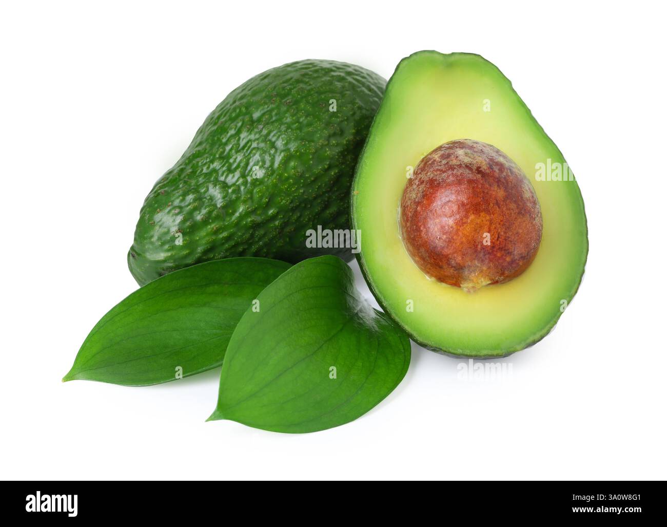 Whole and cut avocados isolated on white Stock Photo - Alamy