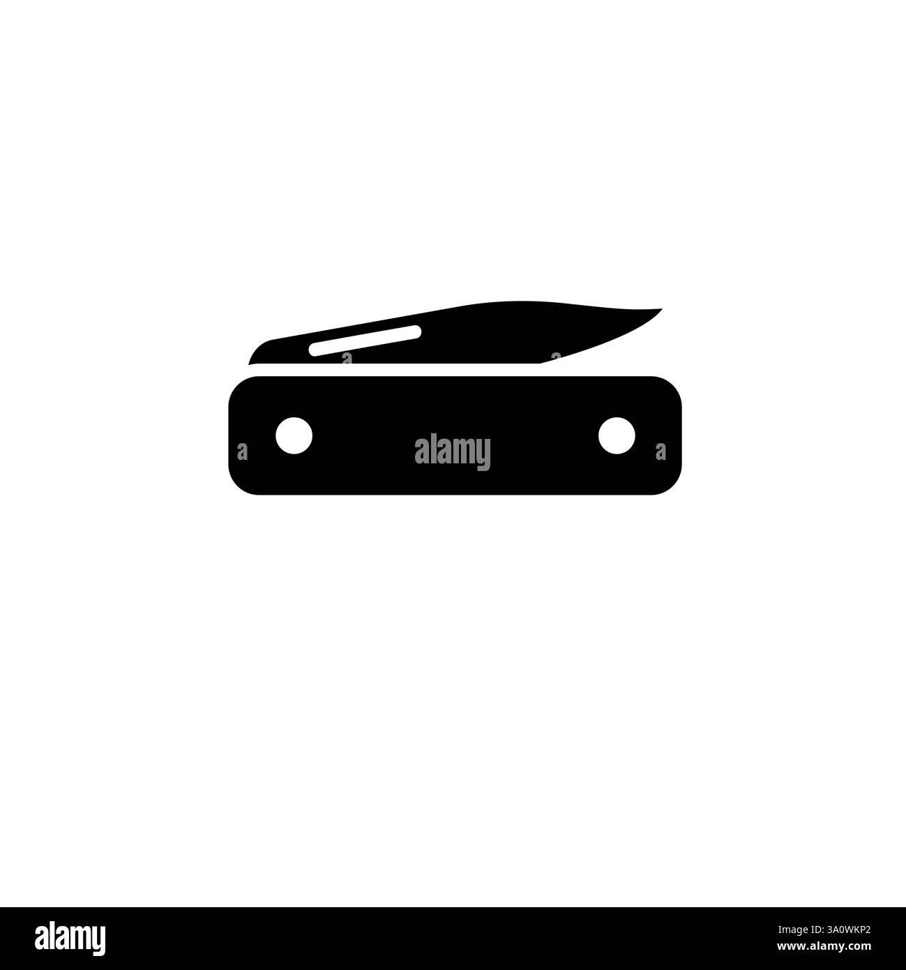 Penknife, Multifunction Swiss Jack Knife Solid Flat Vector Icon Isolated on White Background. Stock Vector