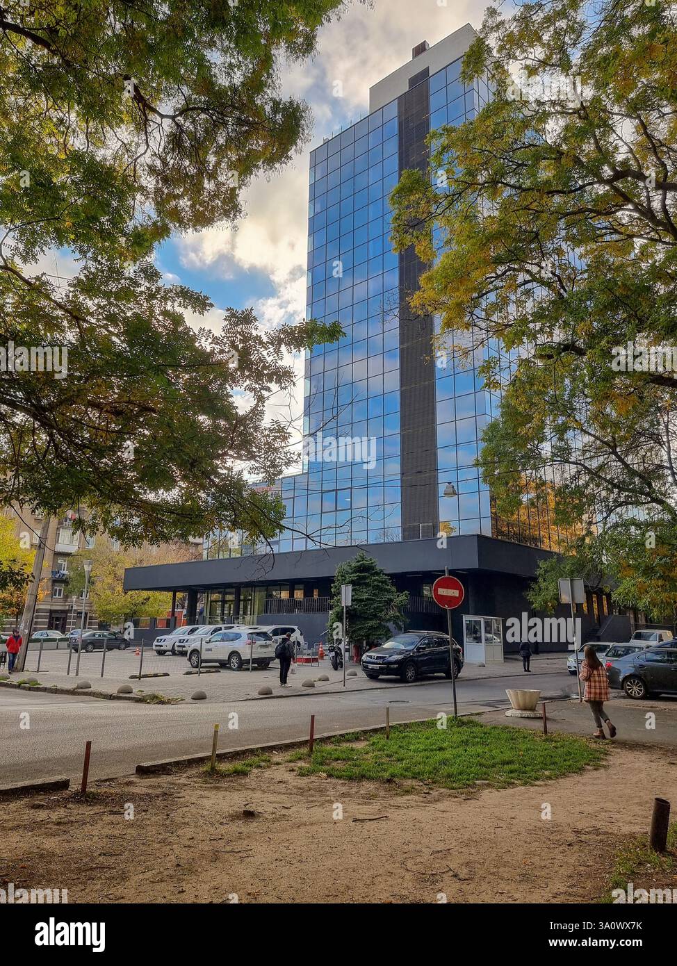 (Former) OSCE office & cars during OSCE Special Monitoring Mission to Ukraine (SMM) in Odesa / Odessa, Ukraine, 2014-2022; an unarmed civilian mission - Smartphone Captured Stock Image