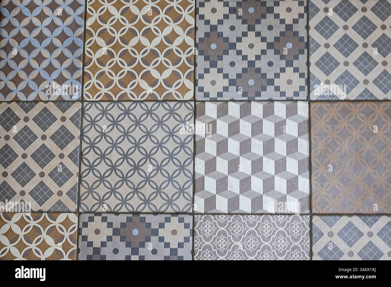 Confusing Tile Patterns Shot of the floor tiles with different patterns Stock Photo - Alamy