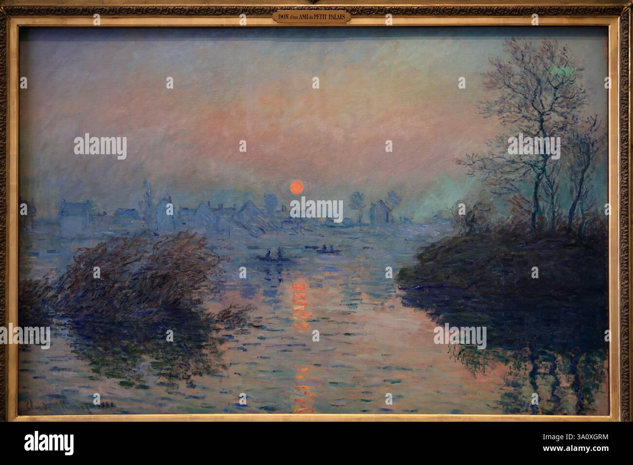 クロード・モネ「Sunset on the Seine at Lavacourt Monet - Sunset on the Seine at Lavacourt, Winter Effect
