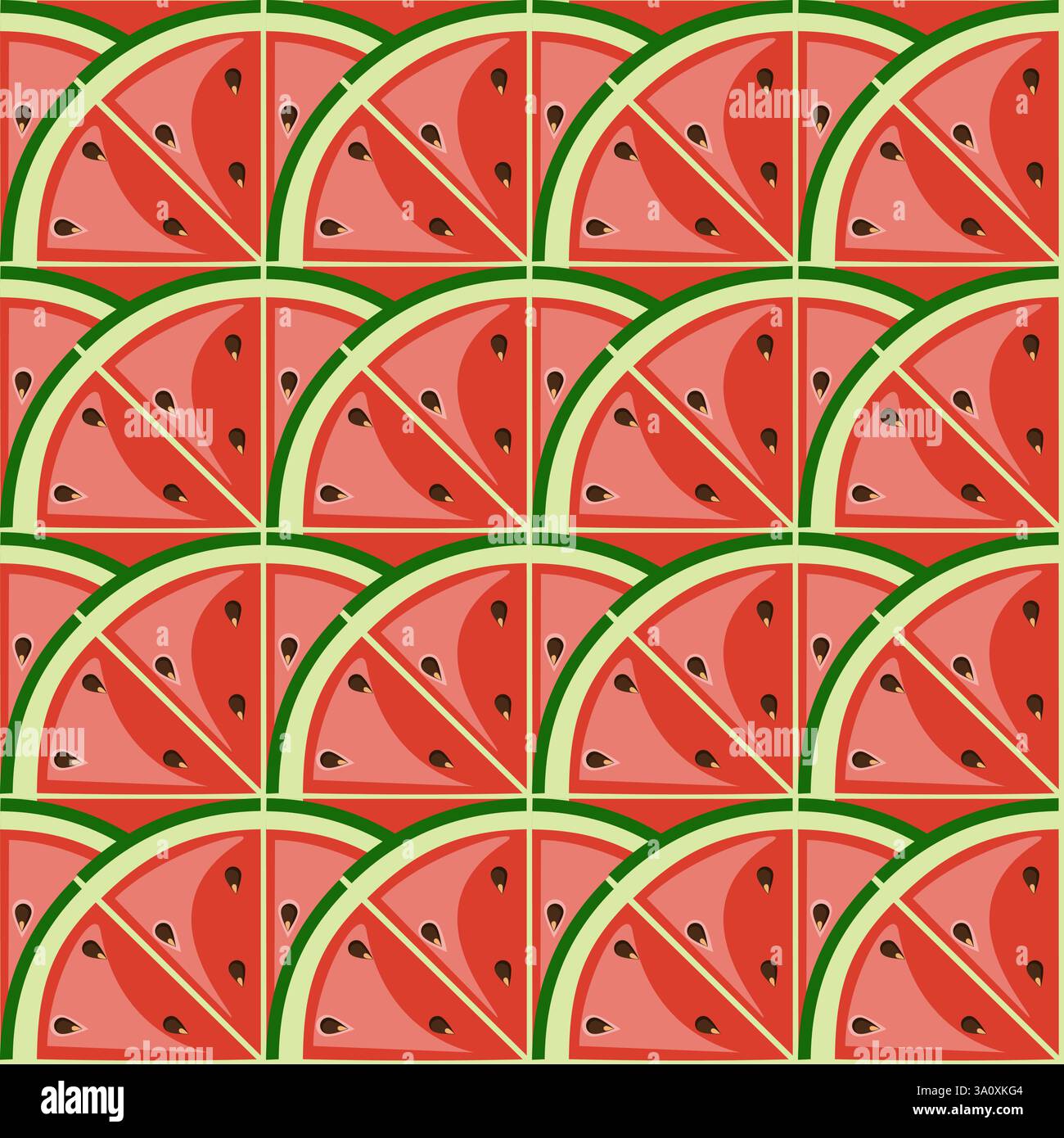 Seamless fruit pattern with watermelon slices vector illustration Stock Vector