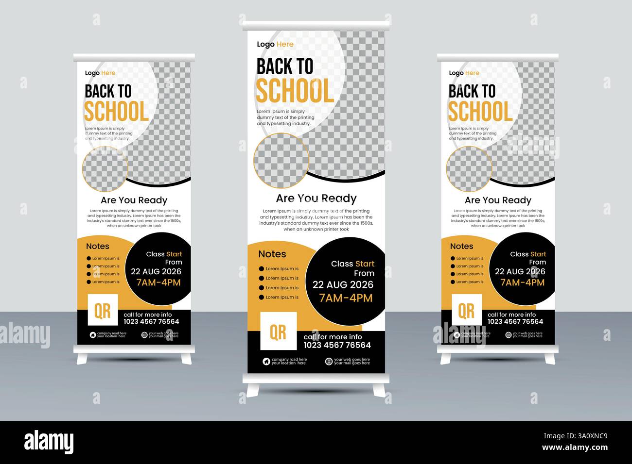 Back to School Roll-Up Banner Design , Education Promotional Standee Stock Vector