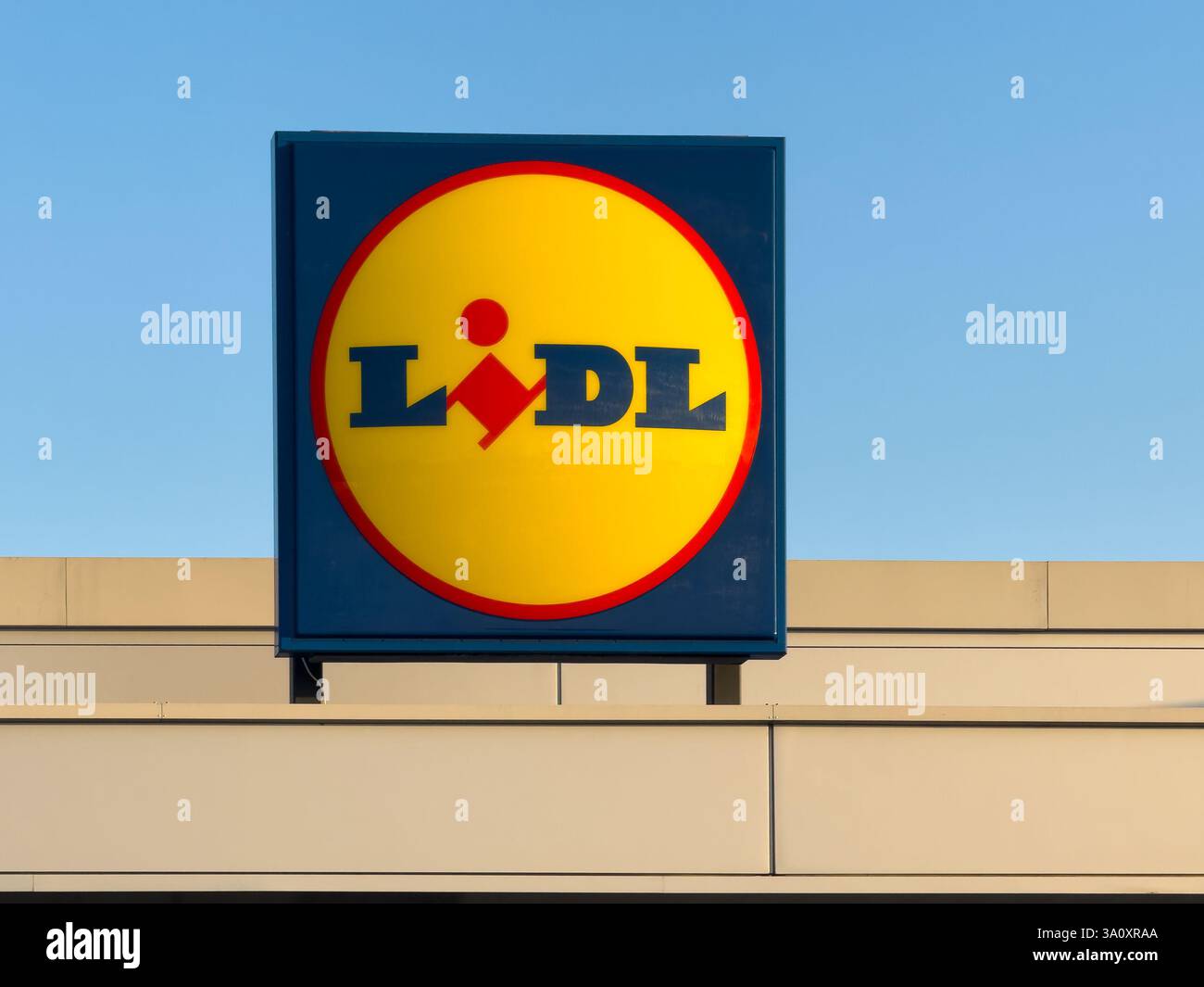 Lidl Store Front sign in Ormskirk. Lancashire UK - Smartphone Captured Stock Image