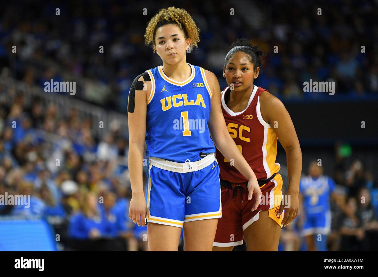 LOS ANGELES, CA - MARCH 01: UCLA Bruins guard Kiki Rice (1) guarded ...