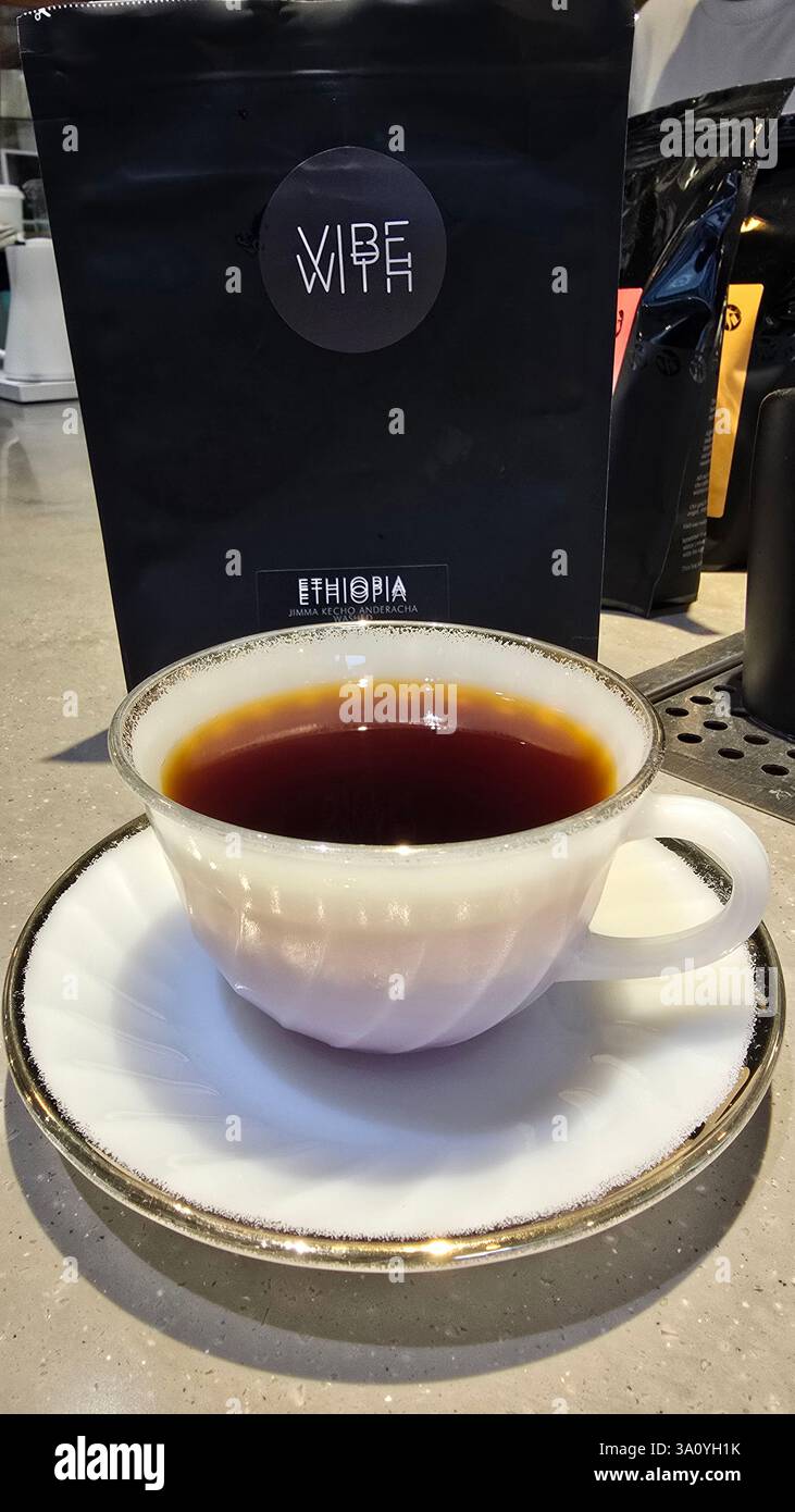 Flow coffee shop in Sham Shui Po, Kowloon, Hong Kong. - Smartphone Captured Stock Image