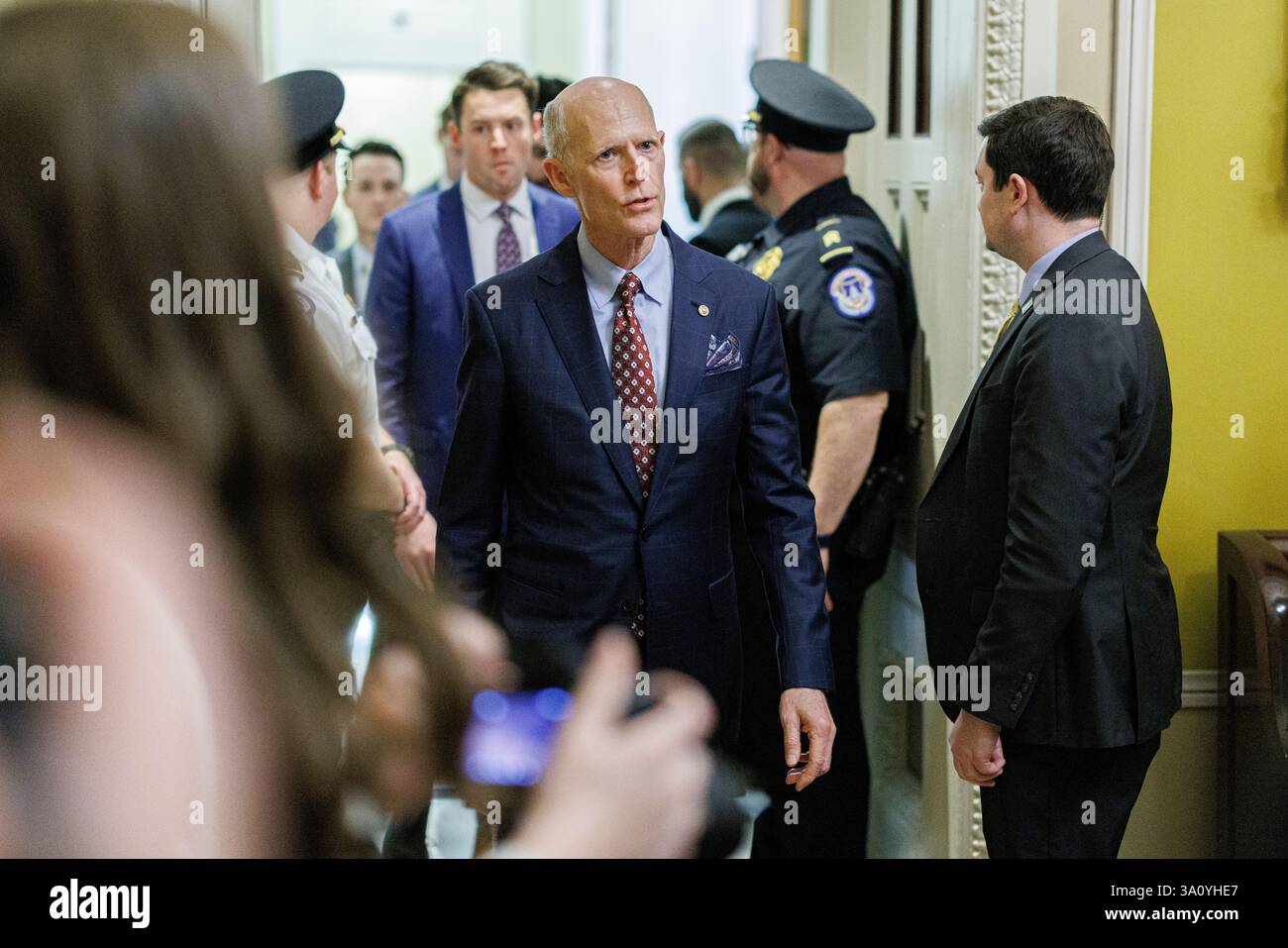 United States Senator Rick Scott (Republican of Florida) departs a ...