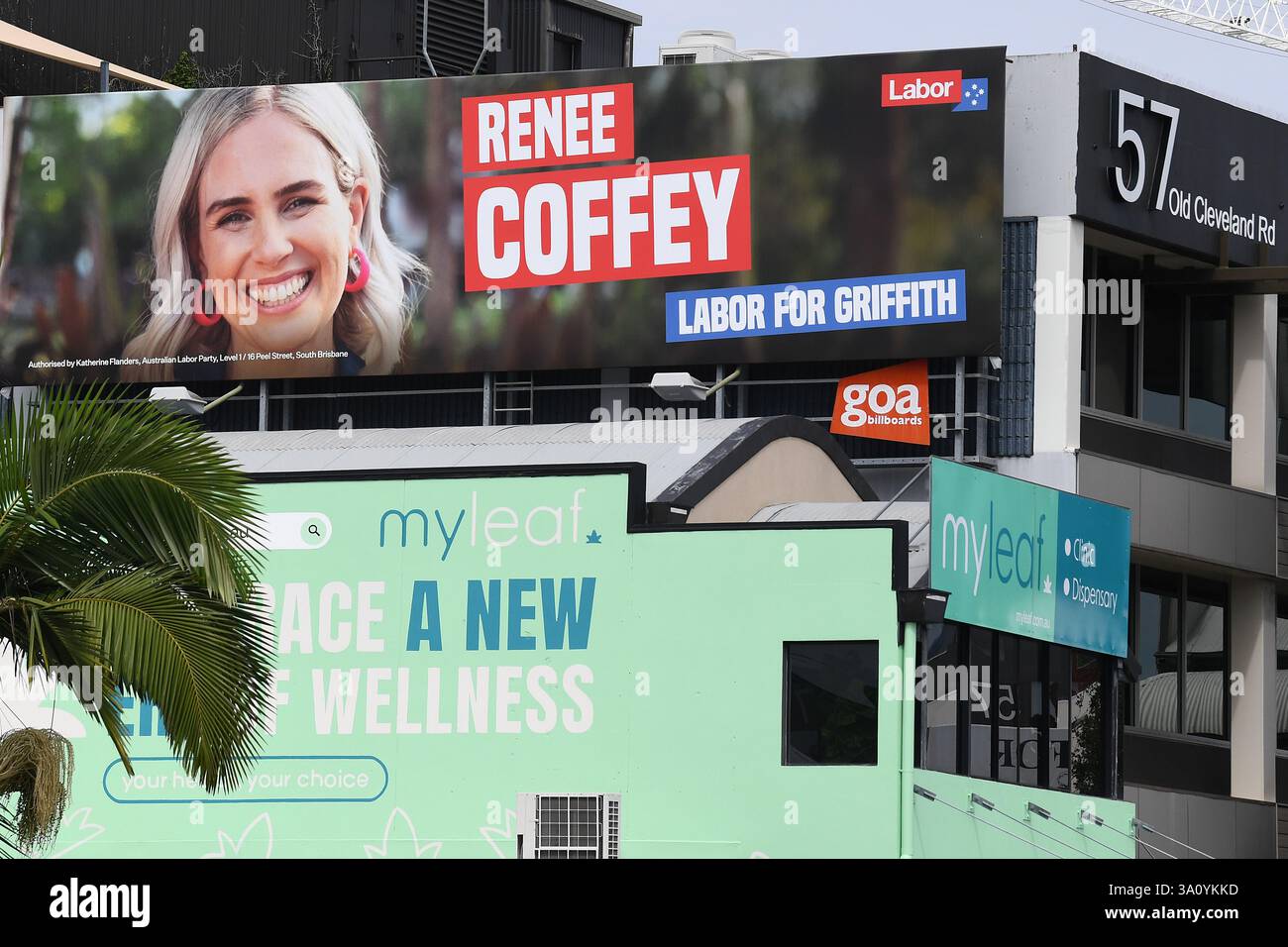 Renee Laber A billboard of Renee Coffey, Labor candidate for Griffith is seen in a ...