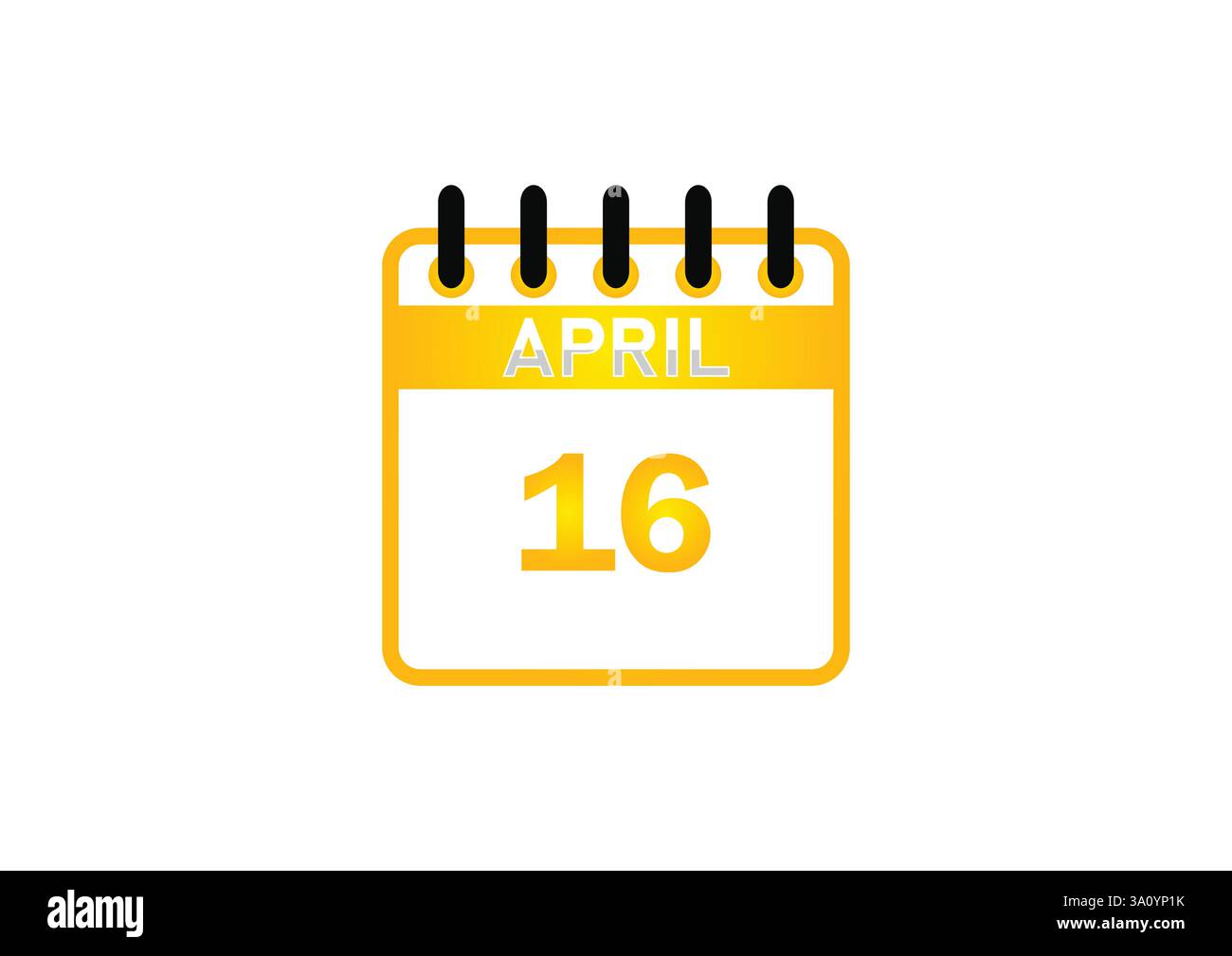 April 16 Calendar Icon Event Reminder Date Planner Schedule Stock