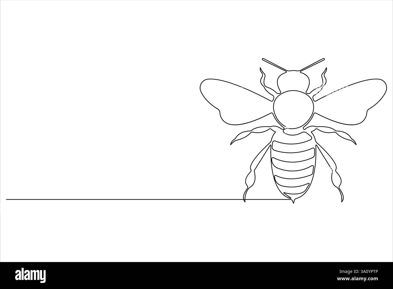 Single Line Abstract Bee Continuous one line art drawing of honey bee art concept illustration ...