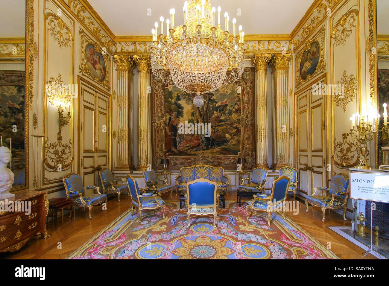 Salon Pompadour in the Élysée Palace aka Hôtel d'Evreux, the official ...