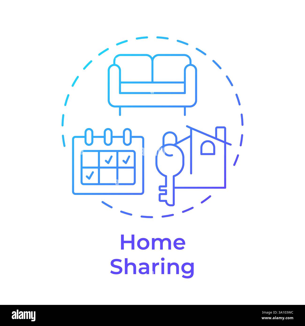 Home sharing blue gradient concept icon Stock Vector