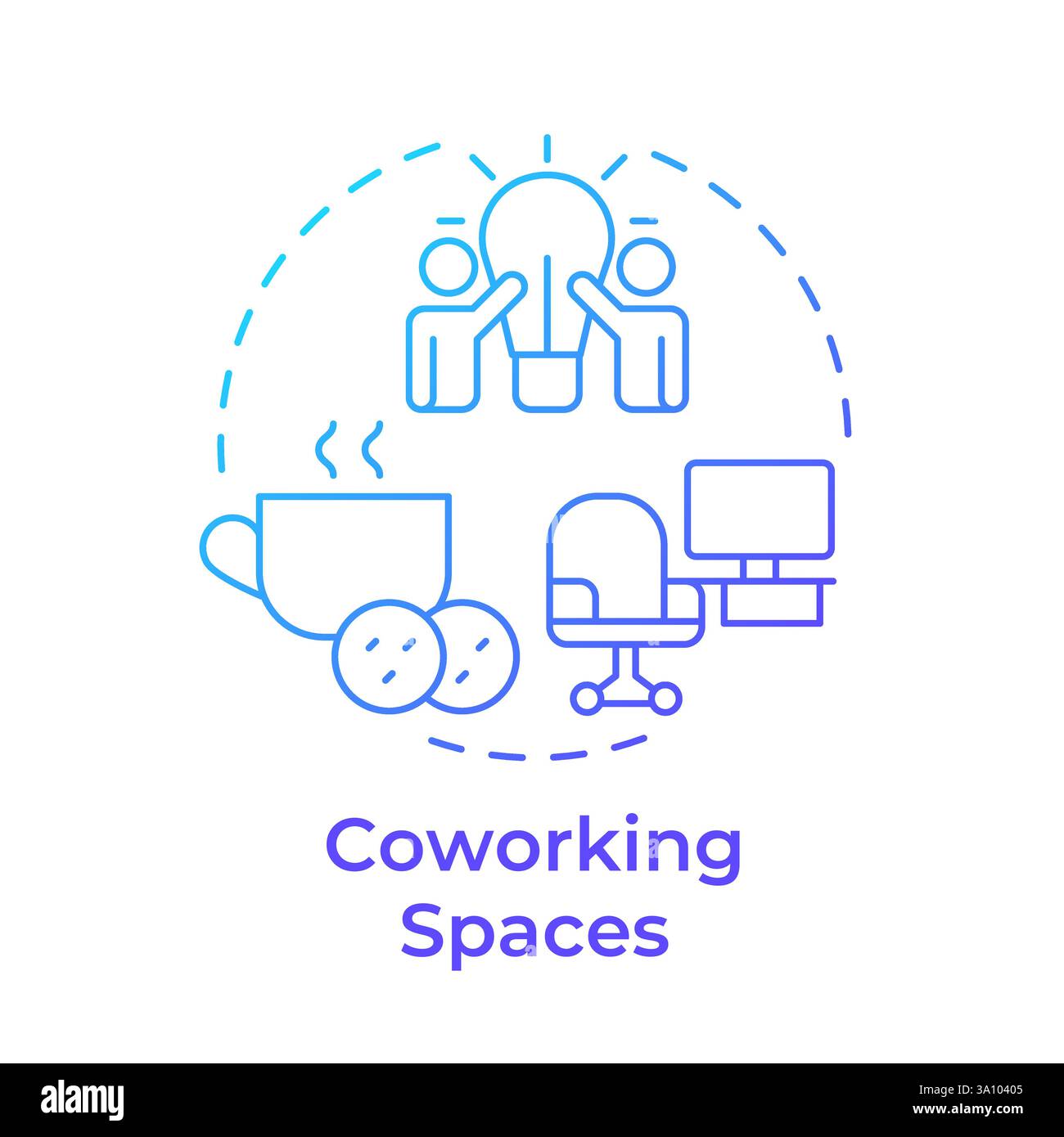 Coworking spaces blue gradient concept icon Stock Vector