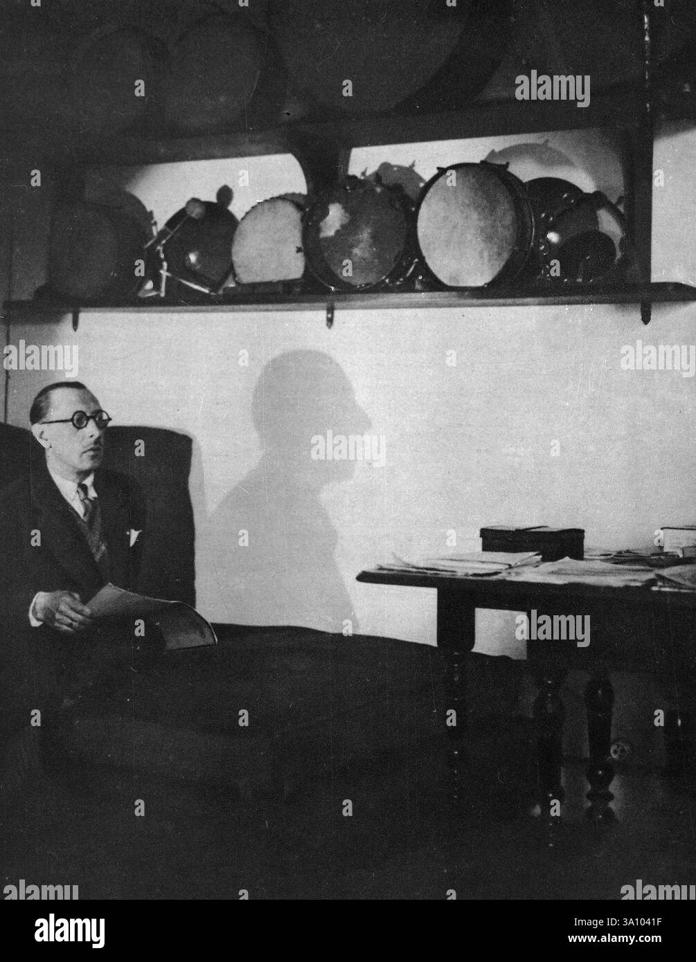 Russian composer and conductor Igor Stravinsky in his studio, Paris ...