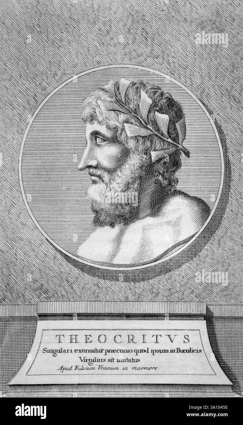Greek poet Theocritus, illustration 1700s Stock Photo