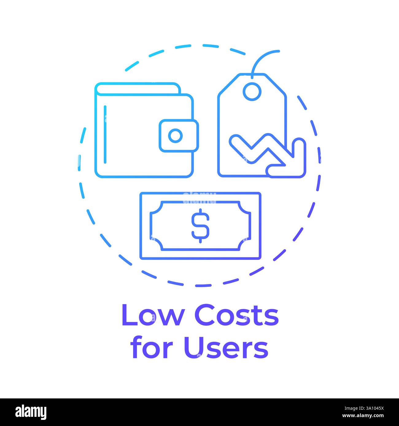 Low costs for users blue gradient concept icon Stock Vector