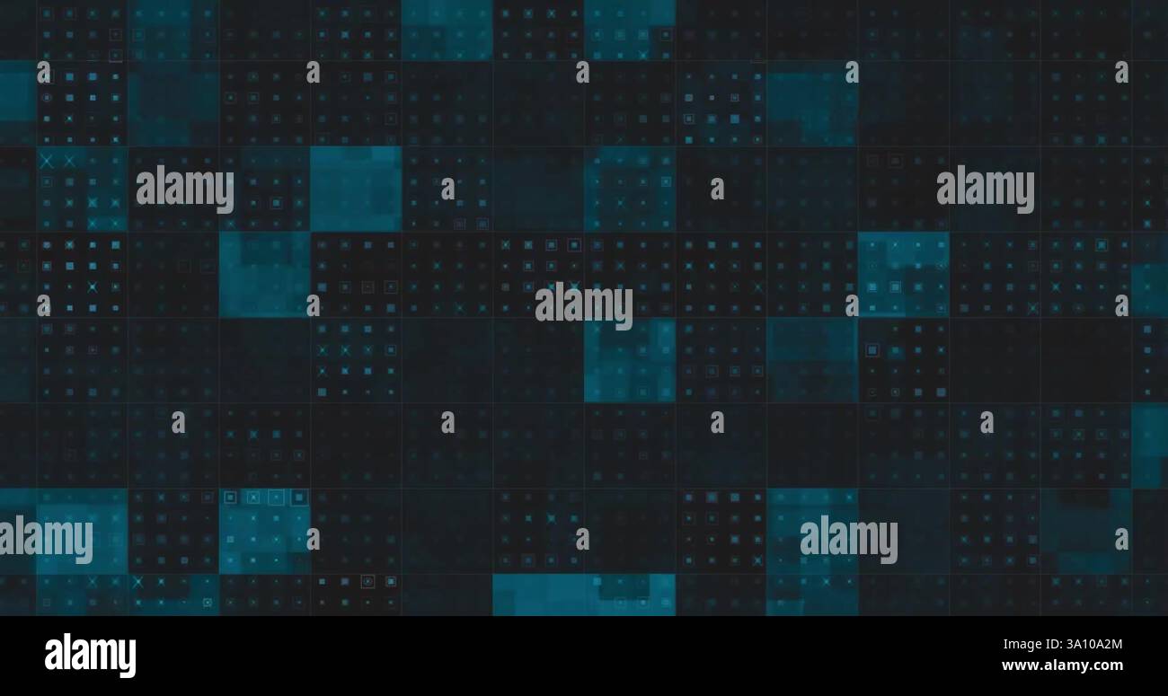 Image of digital data processing over flickering squares Stock Photo
