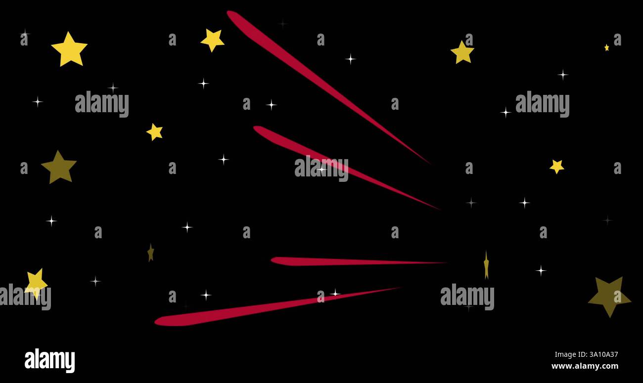 Image of stars and red lines on black background Stock Photo - Alamy