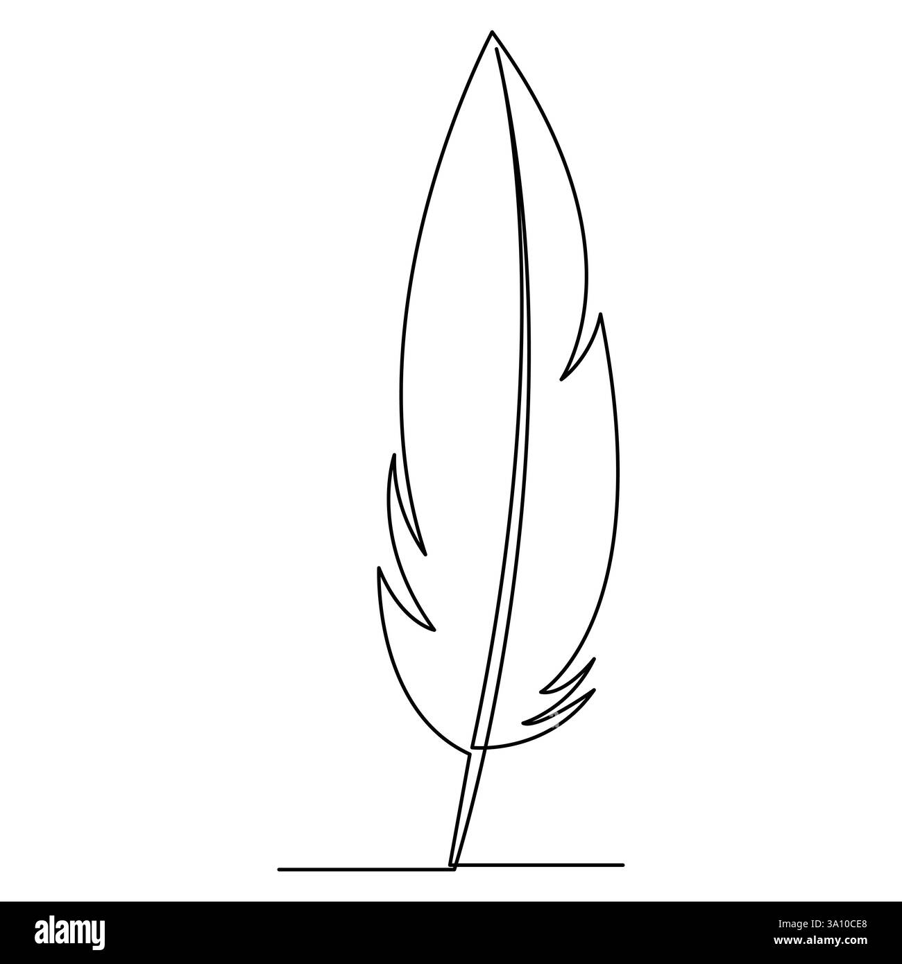 Bird feather continuous single line hand drawn to outline vector art ...