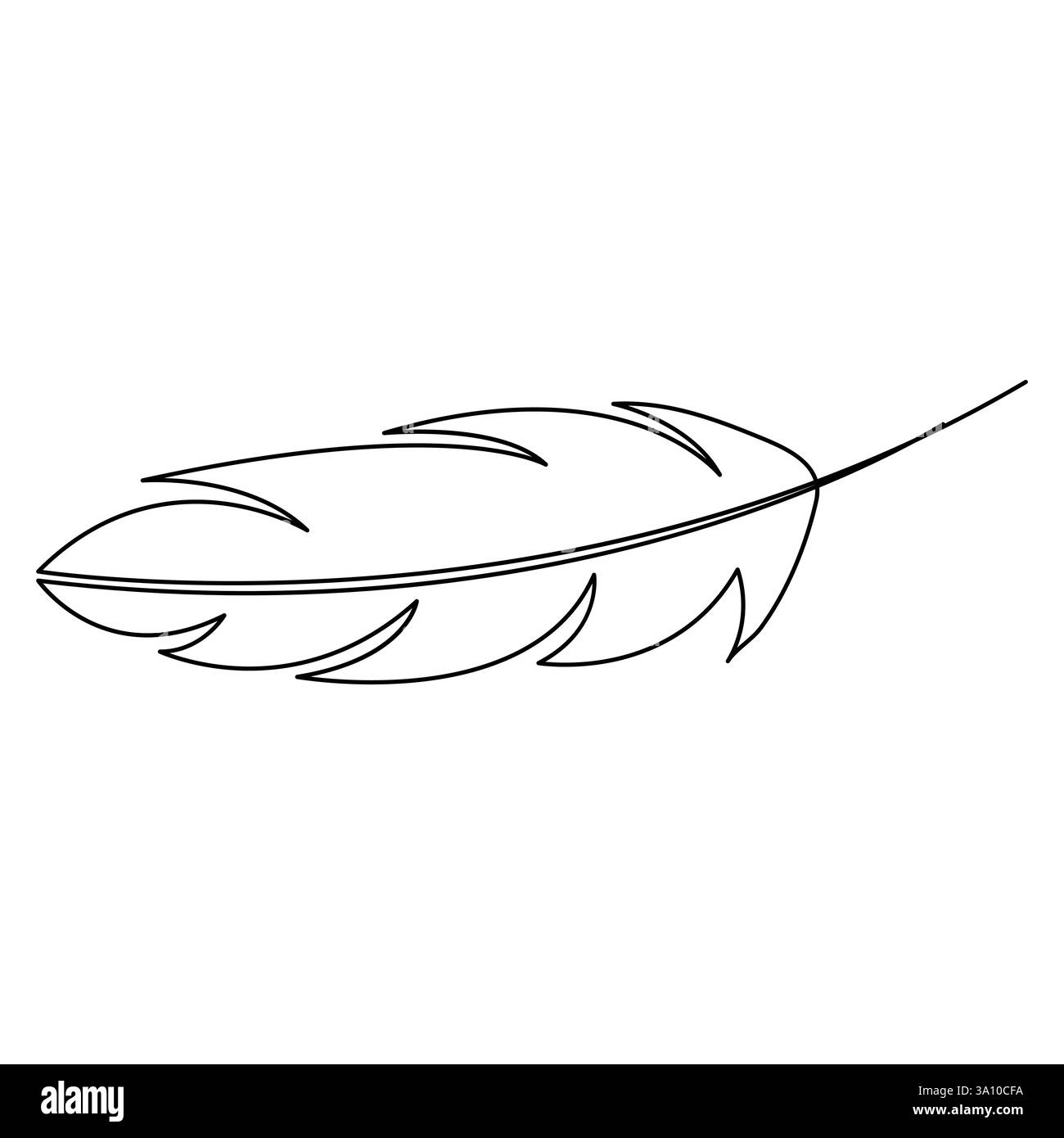 Bird feather continuous single line hand drawn to outline vector art ...