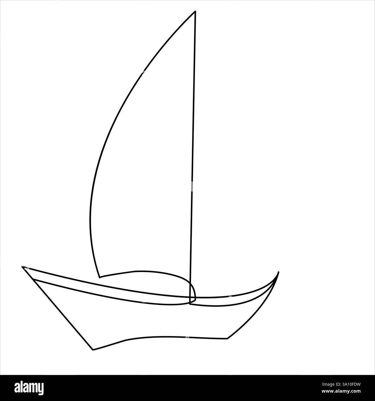 Continuous one line art drawing sailboat vector and cute boat sketch ...