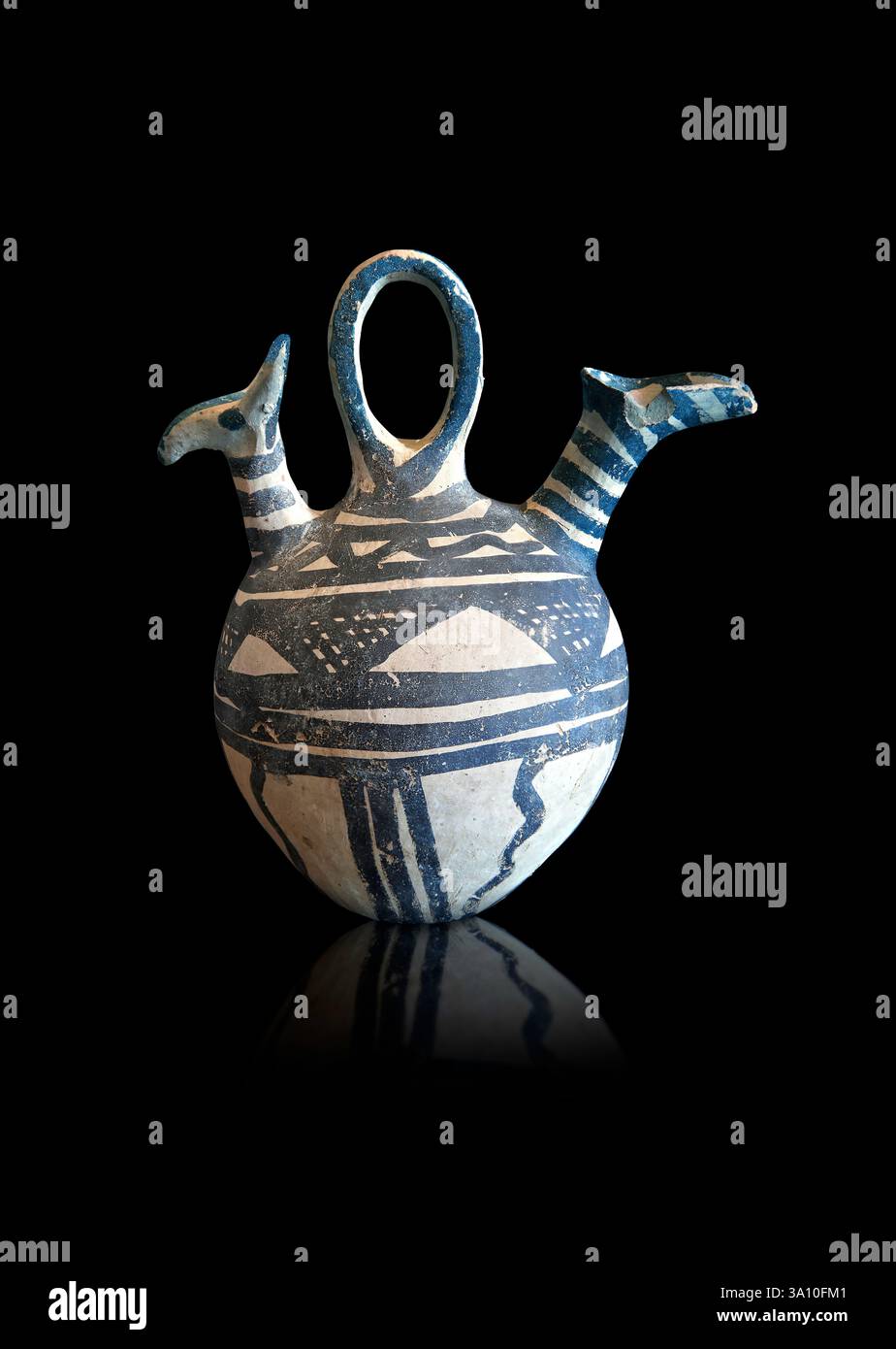Ancient Greek Cypriot pottery voitive poring vessel with a geomectric ...