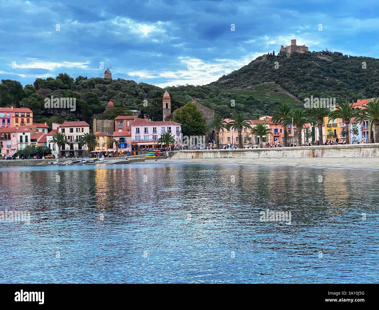 Harbour and beach at Collioure in south west France - Smartphone Captured Stock Image
