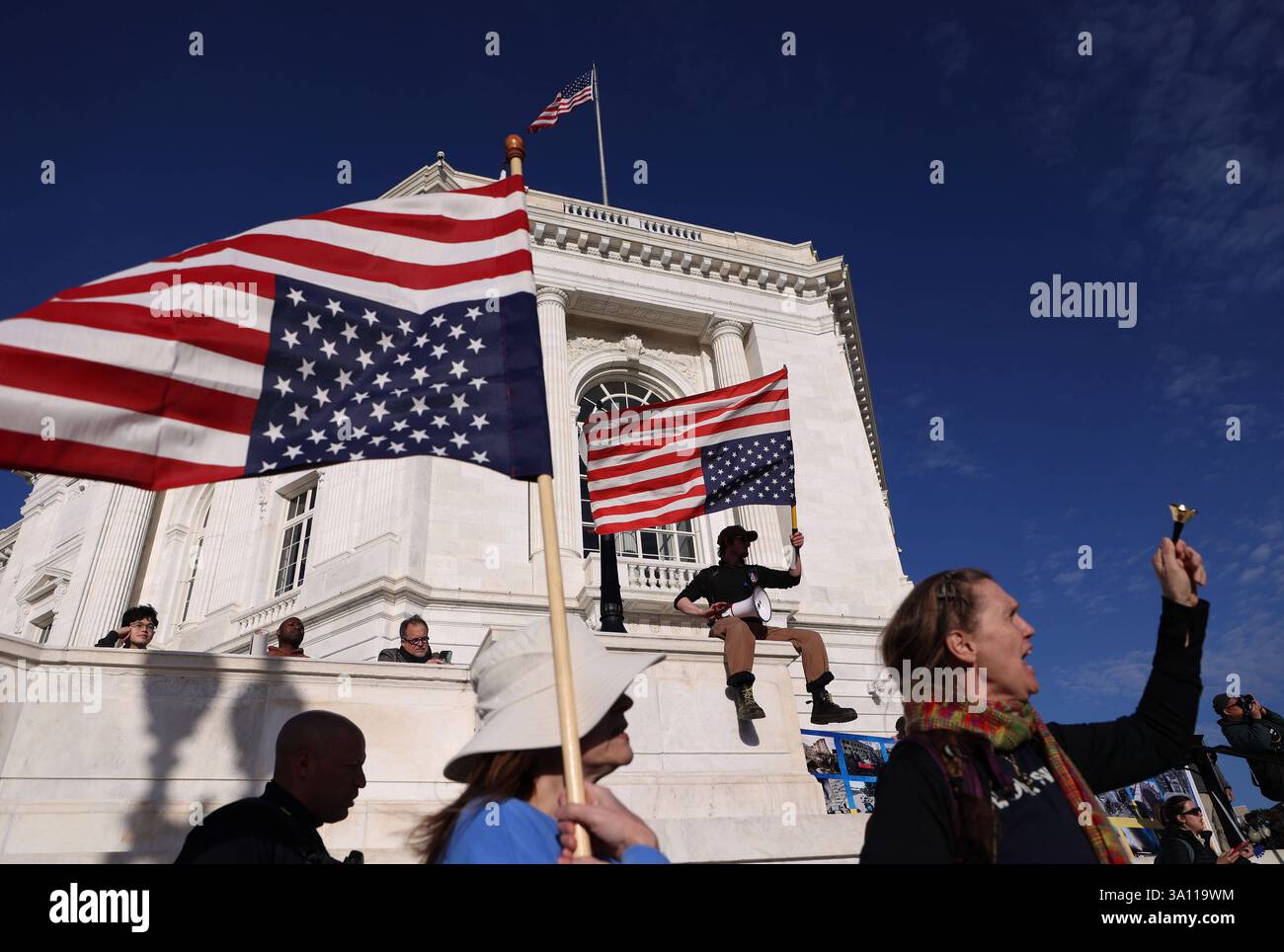 Protest against President Donald Trump ahead of his address to a joint ...