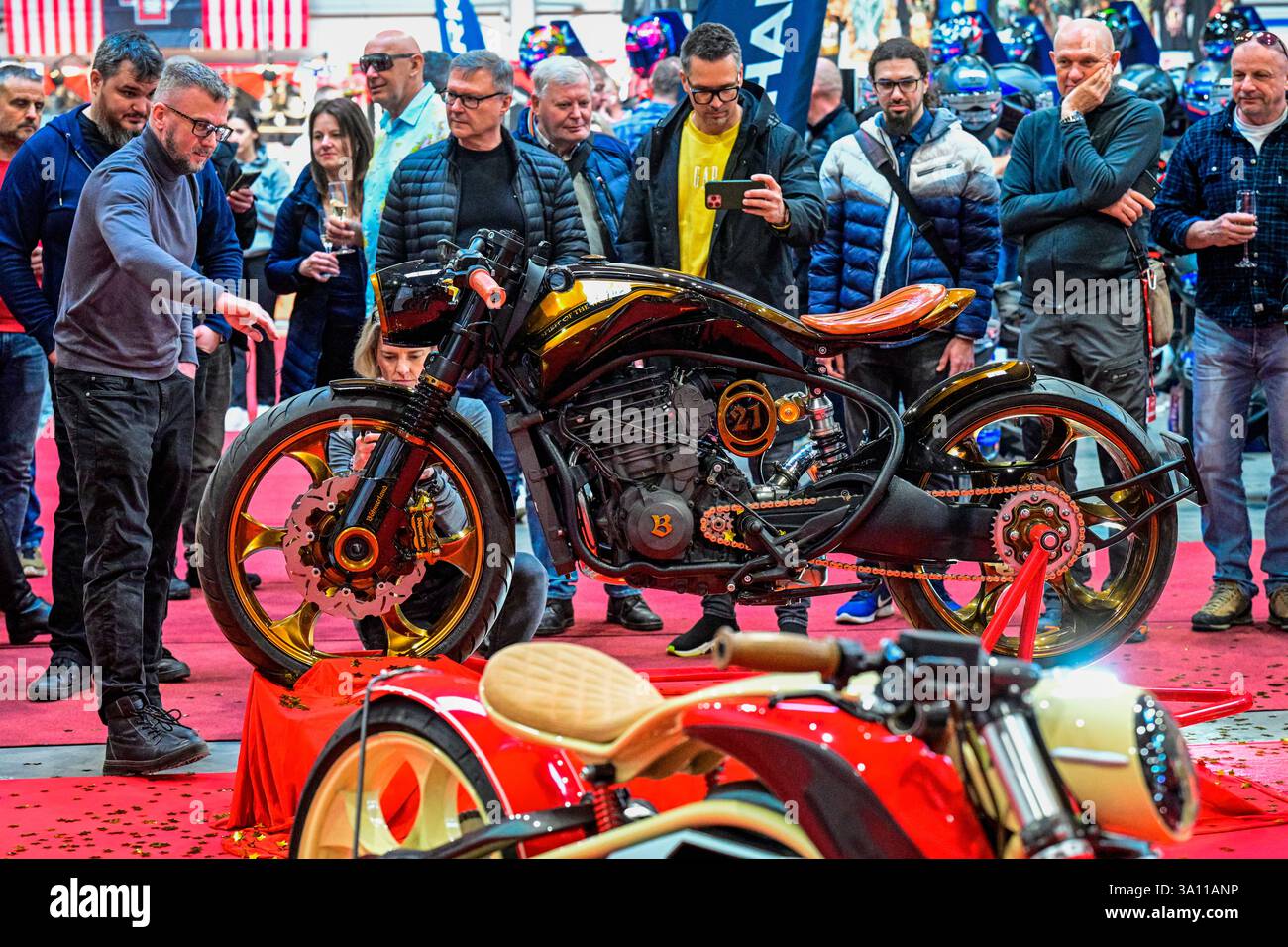 Prague, Czech Republic. 06th Mar, 2025. Start of exhibition of motorcycles, ATVs and accessories Motocykl Praha (Motorcycle Prague) 2025 in Prazsky veletrzni exhibition grounds in Prague, Czech Republic, March 6, 2025. Credit: Vit Simanek/CTK Photo/Alamy Live News Stock Photo
