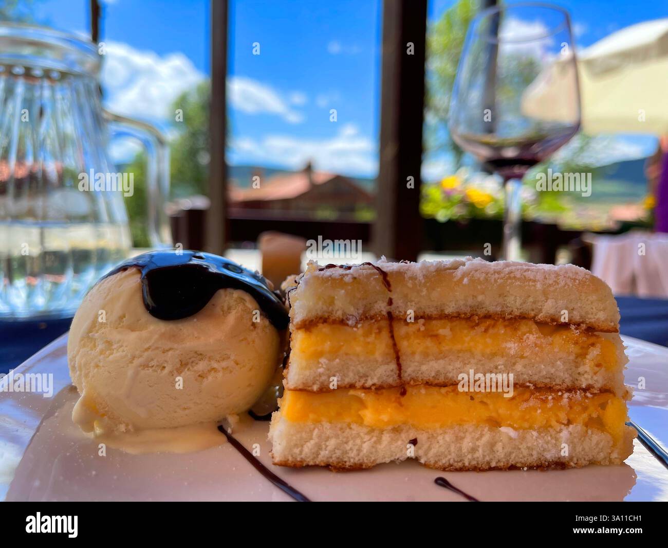 Ponche segoviano with ice cream. Segovia, Spain. - Smartphone Captured Stock Image