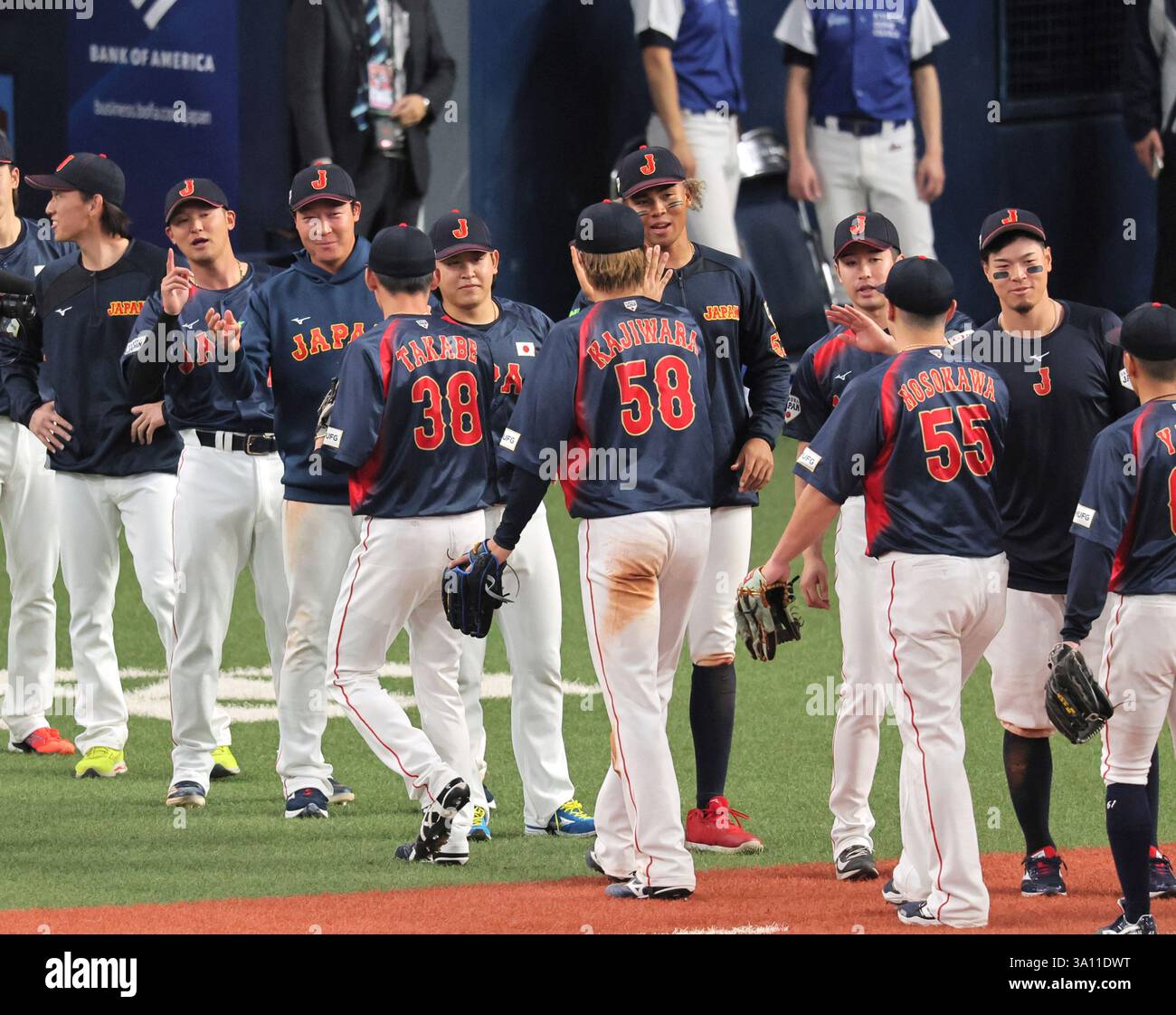 Japan's national team members celebrate after winning Raxus Samurai