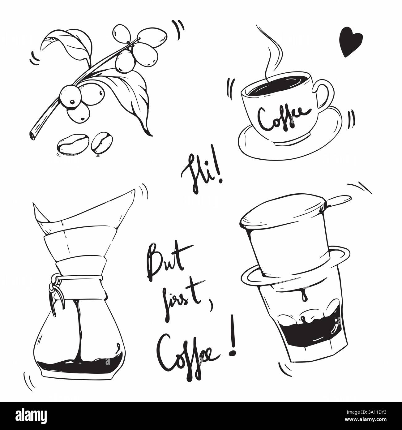 Coffee drink food line sketch doodle hand drawn vector illustrator ...
