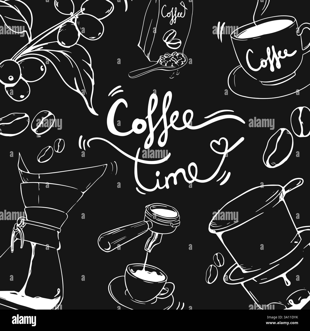 Coffee drink food line sketch doodle hand drawn vector illustrator ...