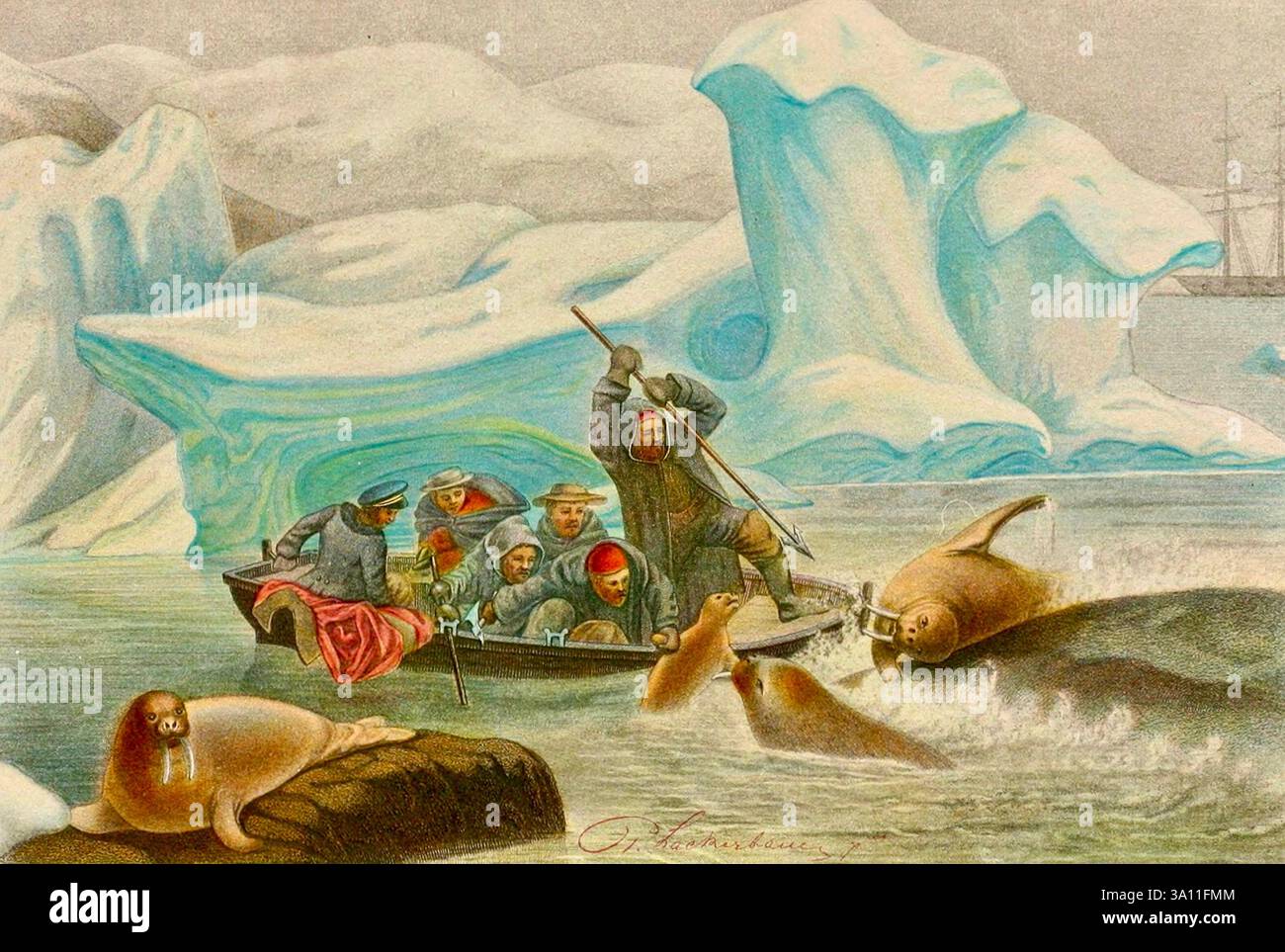 Alfred Fredol - Walrus Hunting - 1866 Stock Photo